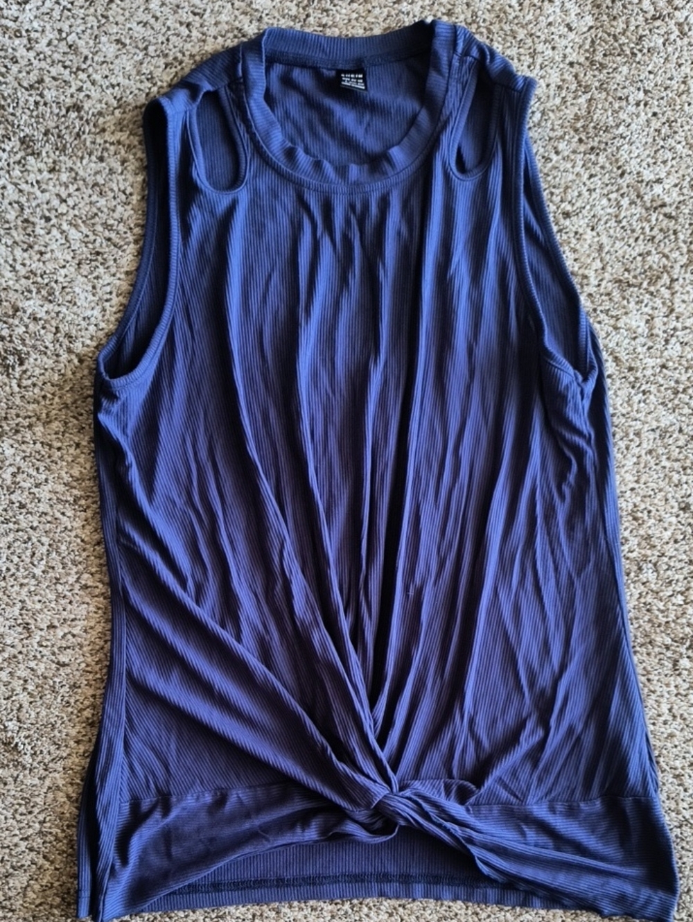 SHEIN Navy Twist-Front Ribbed Tank